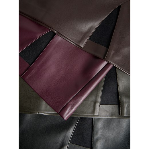 Reserved - Spódnica mini z imitacji skóry - bordowy Reserved XL Reserved