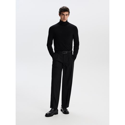 Reserved - Spodnie chino wide leg - czarny ze sklepu Reserved w kategorii Spodnie męskie - zdjęcie 185642976
