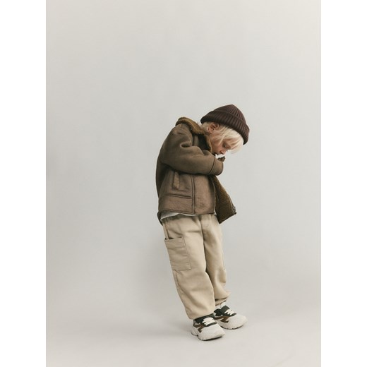 Reserved - Kurtka biker z kołnierzem - ciemnobrązowy Reserved 92 (1 Reserved