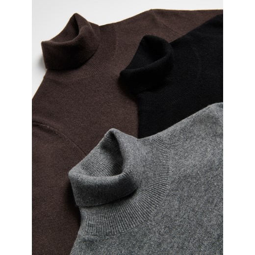 Reserved - Wełniany golf z dodatkiem kaszmiru - ciemnobrązowy Reserved L Reserved