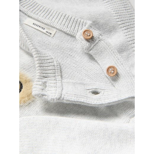 Reserved - Bawełniany sweter z aplikacją - jasnoszary Reserved 80 (9-12 m.) Reserved