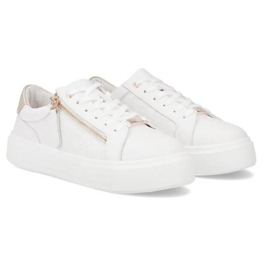 Skórzane sneakersy Filippo DP7493 Białe ze złotym detalem ze sklepu butyolivier w kategorii Półbuty damskie - zdjęcie 185644679