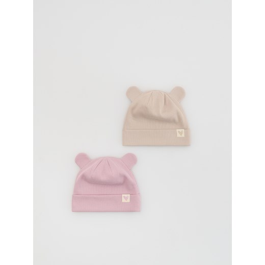 Reserved - Dzianinowa czapka z uszkami 2 pack - wielobarwny ze sklepu Reserved w kategorii Czapki dziecięce - zdjęcie 185647529