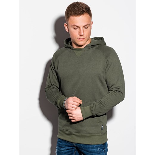 Bluza męska z kapturem - khaki B1085 ze sklepu ombre w kategorii Bluzy męskie - zdjęcie 185649419