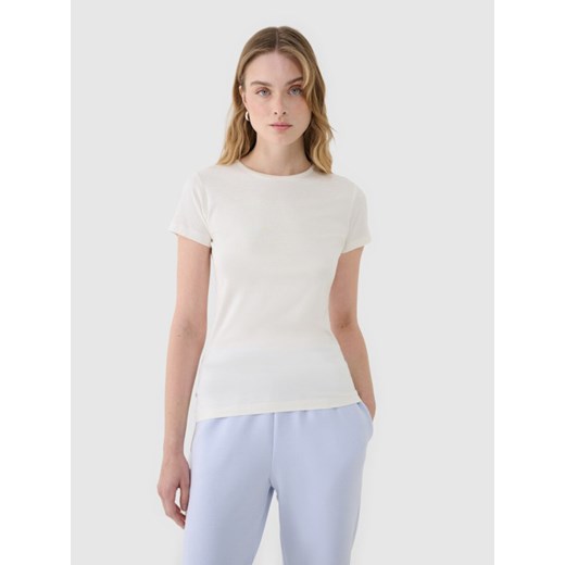 Damski t-shirt basic 4F 4FWSS25TTSHF1995 - biały ze sklepu Sportstylestory.com w kategorii Bluzki damskie - zdjęcie 185649837