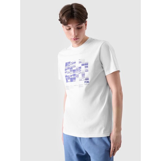 Męski t-shirt z nadrukiem 4F 4FRSS24TTSHM2107 - biały ze sklepu Sportstylestory.com w kategorii T-shirty męskie - zdjęcie 185650297