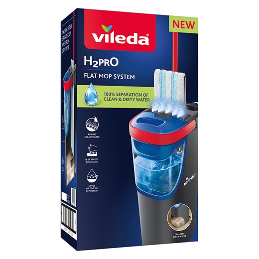 Vileda Zestaw "H2PRO" w kolorze niebiesko-czerwonym z  mopem płaskim Vileda onesize okazja Limango Polska