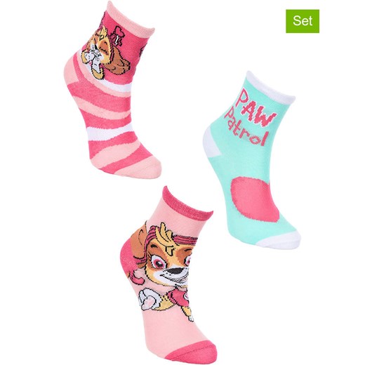 Paw Patrol Skarpety (3 pary) &quot;Psi patrol&quot; w kolorze jasnoróżowo-turkusowym ze sklepu Limango Polska w kategorii Skarpetki dziecięce - zdjęcie 185651346