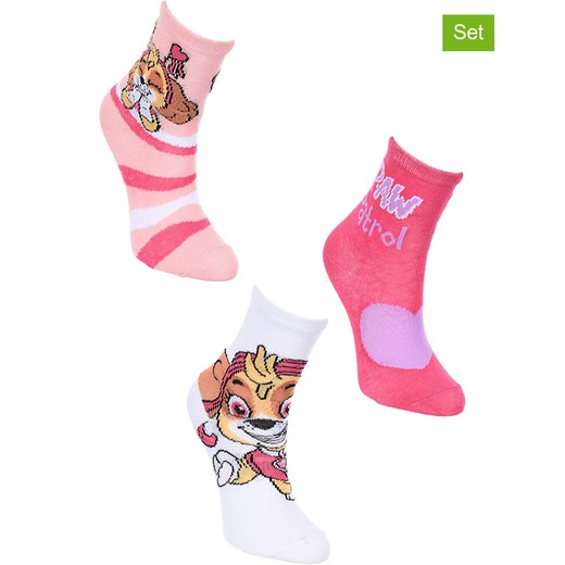 Paw Patrol Skarpety (3 pary) &quot;Psi patrol&quot; w kolorze jasnoróżowo-różowo-białym ze sklepu Limango Polska w kategorii Skarpetki dziecięce - zdjęcie 185651348