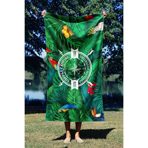 FLORIANE GARDEN Ręcznik plażowy &quot;Forest Camping&quot; w kolorze zielonym ze sklepu Limango Polska w kategorii Ręczniki - zdjęcie 185652067