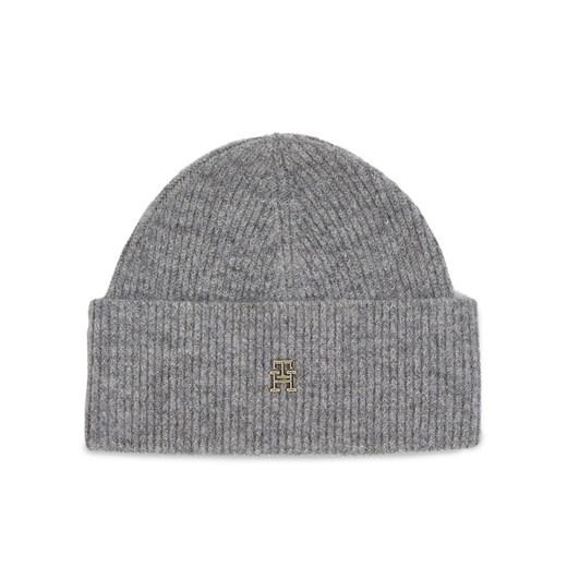 Tommy Hilfiger Czapka Th Evening Beanie AW0AW15319 Szary ze sklepu MODIVO w kategorii Czapki zimowe damskie - zdjęcie 185653856