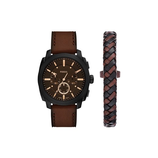 Zestaw zegarek i bransoletka Fossil Machine Chronograph FS6102SET Brązowy ze sklepu eobuwie.pl w kategorii Zegarki - zdjęcie 185655935