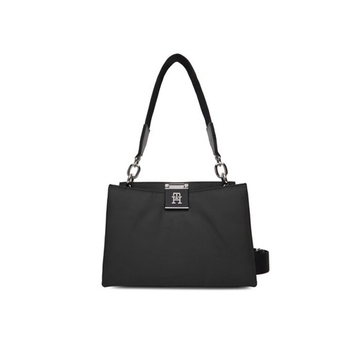 Torebka Tommy Hilfiger Th Her Med Satchel Nylon Sv AW0AW18200 Czarny ze sklepu eobuwie.pl w kategorii Torebki damskie - zdjęcie 185656025
