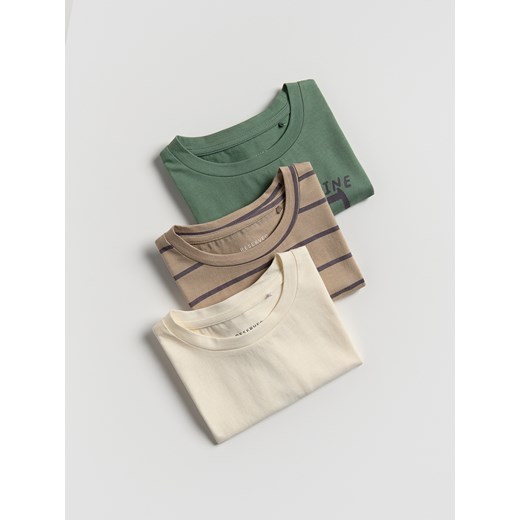 Reserved - Bawełniany t-shirt 3 pack - złamana biel ze sklepu Reserved w kategorii T-shirty chłopięce - zdjęcie 185657747