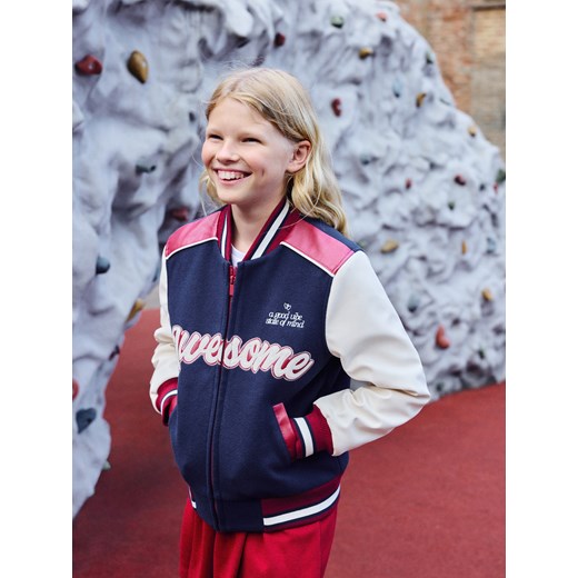 Reserved - Kurtka bomberka z haftem - granatowy ze sklepu Reserved w kategorii Kurtki dziewczęce - zdjęcie 185657837