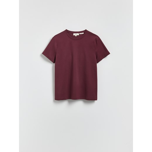 Reserved - T-shirt slim z bawełny merceryzowanej - bordowy Reserved S Reserved