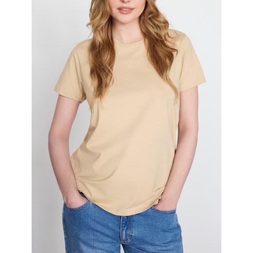 Reserved - Bawełniany t-shirt regular - kremowy Reserved XS Reserved