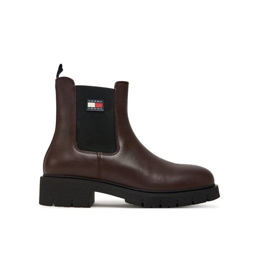 Tommy Jeans Sztyblety Tjw Chelsea Leather Boot EN0EN02825 Brązowy ze sklepu MODIVO w kategorii Botki - zdjęcie 185659216