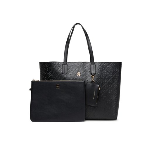 Tommy Hilfiger Torebka Th Icon Tote Mono AW0AW17687 Czarny ze sklepu MODIVO w kategorii Torby Shopper bag - zdjęcie 185659349