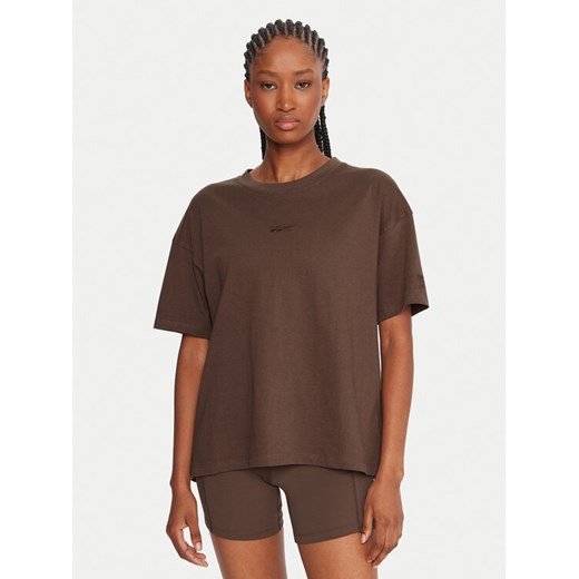 Reebok T-Shirt RK25315CCW Brązowy Regular Fit ze sklepu MODIVO w kategorii Bluzki damskie - zdjęcie 185659385