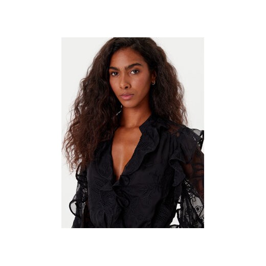 BARDOT Bluzka Frill Embroidered 59896TB2 Czarny Regular Fit 6 MODIVO
