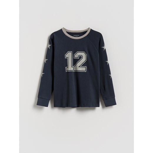Reserved - Bawełniany longsleeve - granatowy ze sklepu Reserved w kategorii T-shirty chłopięce - zdjęcie 185661907