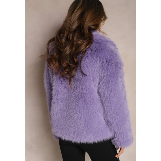 Fioletowa Kurtka Futro z Długim Włosiem Zelita Renee XL renee.pl