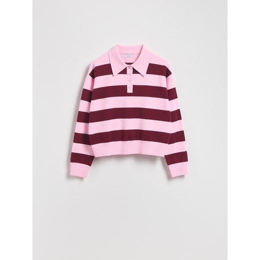 Reserved - Sweter polo z wiskozą - bordowy ze sklepu Reserved w kategorii Swetry damskie - zdjęcie 185663935