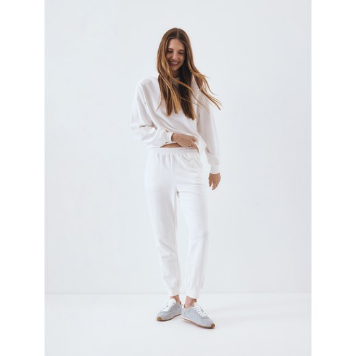 Reserved - Spodnie dresowe jogger z bawełną - złamana biel Reserved L okazja Reserved