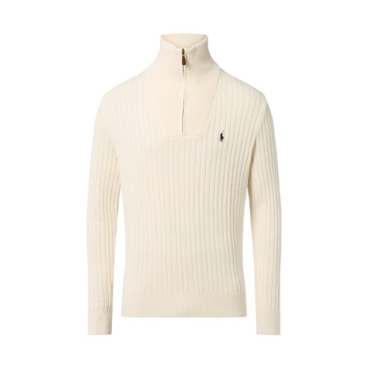 Polo Ralph Lauren Męska koszulka z dzianiny Mężczyźni Wełna écru jednolity ze sklepu vangraaf w kategorii Swetry męskie - zdjęcie 185664429