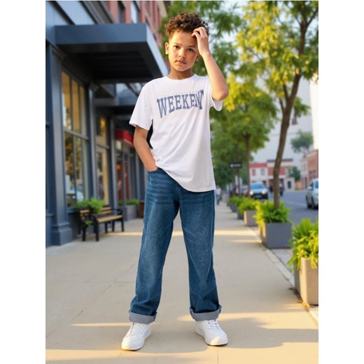 Sinsay - Jeansy Relaxed z efektem sprania - granatowy - id: 710EN-59J - marki Sinsay - 185666695 Sinsay - Jeansy Relaxed z efektem sprania - granatowy ze sklepu Sinsay w kategorii Spodnie chłopięce - zdjęcie 185666695