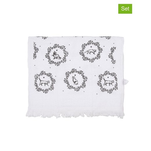 Clayre &amp; Eef Ręczniki (2 szt.) w kolorze biało-czarnym dla gości - 66 x 40 cm ze sklepu Limango Polska w kategorii Ręczniki - zdjęcie 185668829
