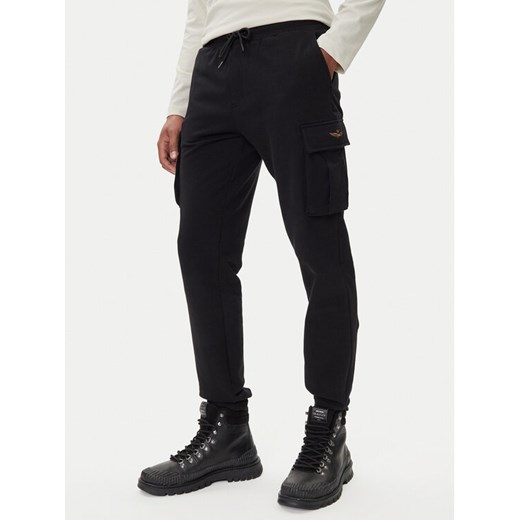 Aeronautica Militare Spodnie dresowe 252PF1010UF00662 Czarny Regular Fit ze sklepu MODIVO w kategorii Spodnie męskie - zdjęcie 185669968