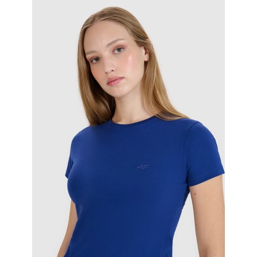 Damski t-shirt basic 4F 4FWMM00TTSHF2673 - granatowy ze sklepu Sportstylestory.com w kategorii Bluzki damskie - zdjęcie 185671009