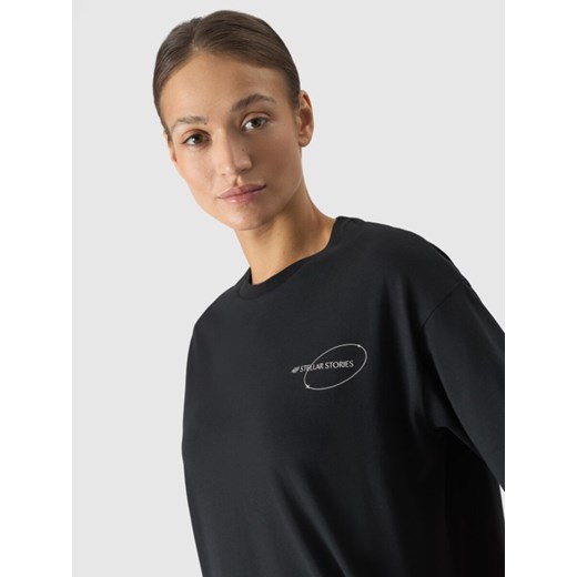 Damski t-shirt z nadrukiem 4F 4FRSS24TTSHF2089 - czarny ze sklepu Sportstylestory.com w kategorii Bluzki damskie - zdjęcie 185671126