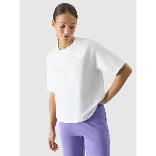 Damski t-shirt z nadrukiem 4F 4FRSS24TTSHF2089 - biały ze sklepu Sportstylestory.com w kategorii Bluzki damskie - zdjęcie 185671138