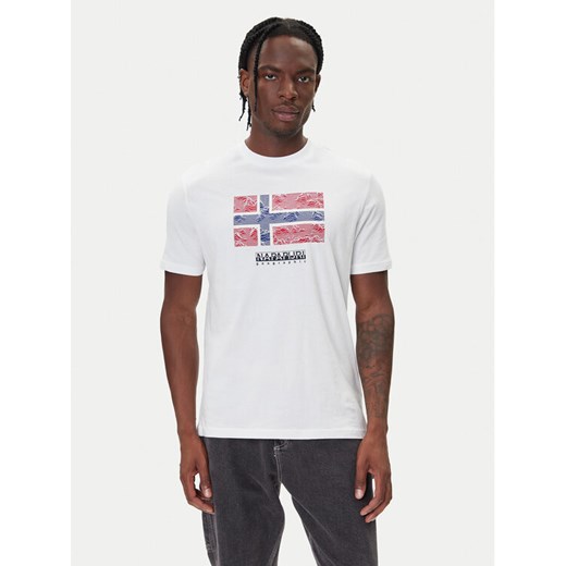 Napapijri T-Shirt S-Drapeau Ss NP0A891K Biały Regular Fit ze sklepu MODIVO w kategorii T-shirty męskie - zdjęcie 185672909