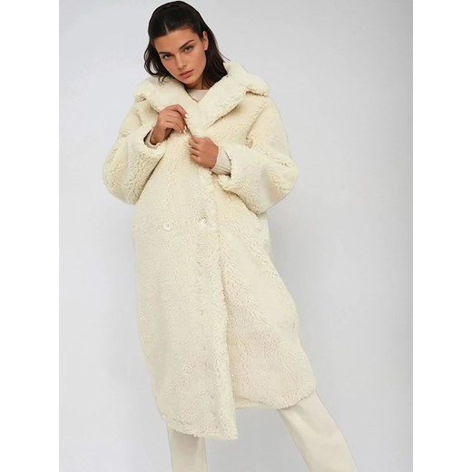 Monki Płaszcz pluszowy w kolorze kremowym Monki L wyprzedaż Limango Polska