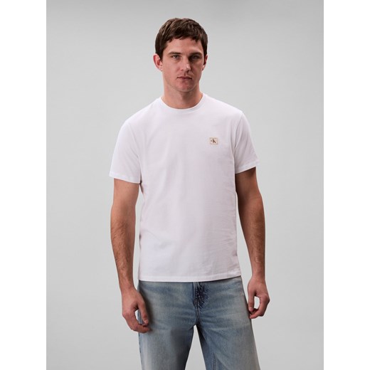 Calvin Klein Jeans Koszulka męska Mężczyźni Bawełna biały jednolity ze sklepu vangraaf w kategorii T-shirty męskie - zdjęcie 185676817