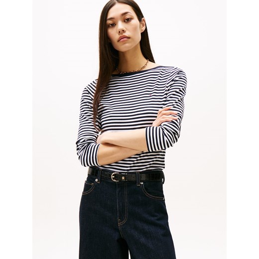 Tommy Hilfiger Damska koszulka z długim rękawem Kobiety wiskoza granatowy w paski ze sklepu vangraaf w kategorii Bluzki damskie - zdjęcie 185676818