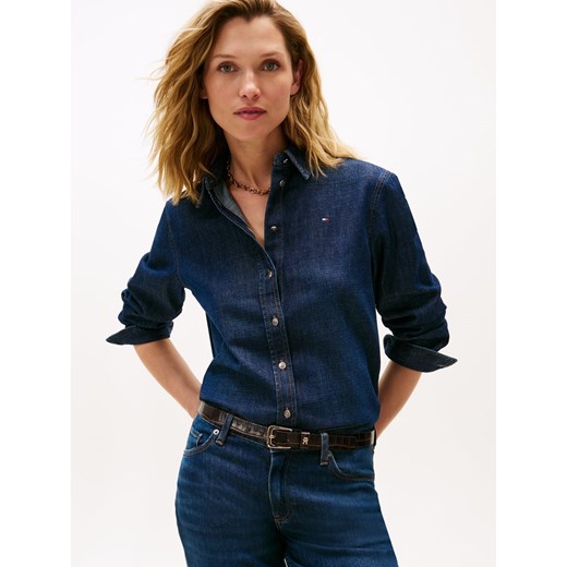 Tommy Hilfiger Damska bluzka dżinsowa Kobiety Bawełna denim jednolity ze sklepu vangraaf w kategorii Koszule damskie - zdjęcie 185676819