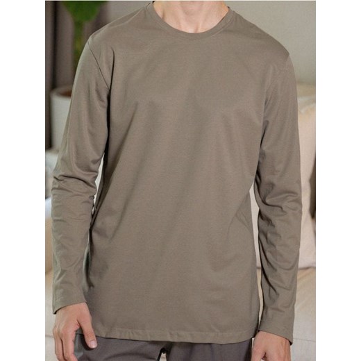Sinsay - Bawełniana koszulka z długimi rękawami - brązowy ze sklepu Sinsay w kategorii T-shirty męskie - zdjęcie 185677535