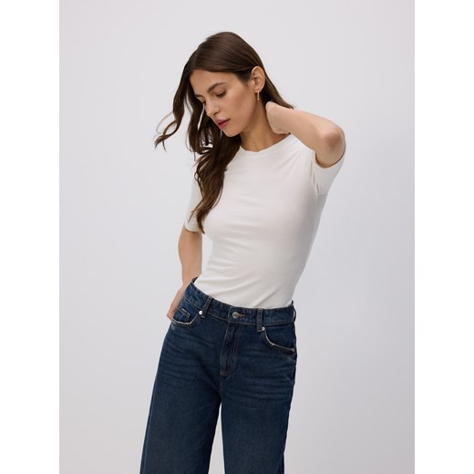 Reserved - Jeansy wide leg z przeszyciami - indigo jeans Reserved 32 Reserved