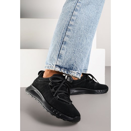 Czarne Zamszowe Sneakersy z Wkładką ze Skóry Naturalnej Dolavienne ze sklepu renee.pl w kategorii Buty sportowe damskie - zdjęcie 185678649