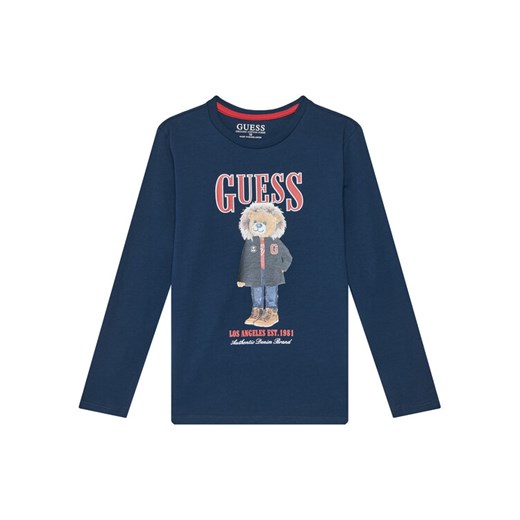 Guess Bluzka L5BI09I3Z14 Granatowy Regular Fit ze sklepu MODIVO w kategorii T-shirty chłopięce - zdjęcie 185679298