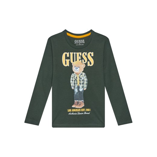 Guess Bluzka N5BI04I3Z14 Zielony Regular Fit ze sklepu MODIVO w kategorii T-shirty chłopięce - zdjęcie 185679305