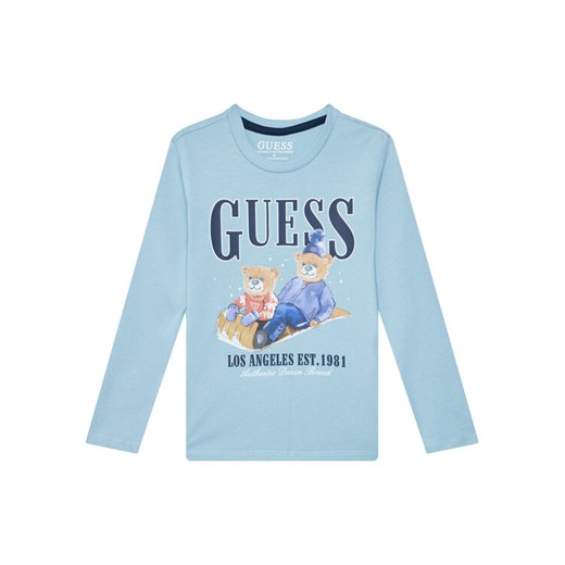 Guess Bluzka N5BI04I3Z14 Błękitny Regular Fit ze sklepu MODIVO w kategorii T-shirty chłopięce - zdjęcie 185679318