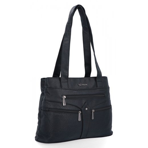 Torebka Damska Shopper Bag firmy Hernan 8006-1 Czarna ze sklepu PaniTorbalska w kategorii Torby Shopper bag - zdjęcie 185684977