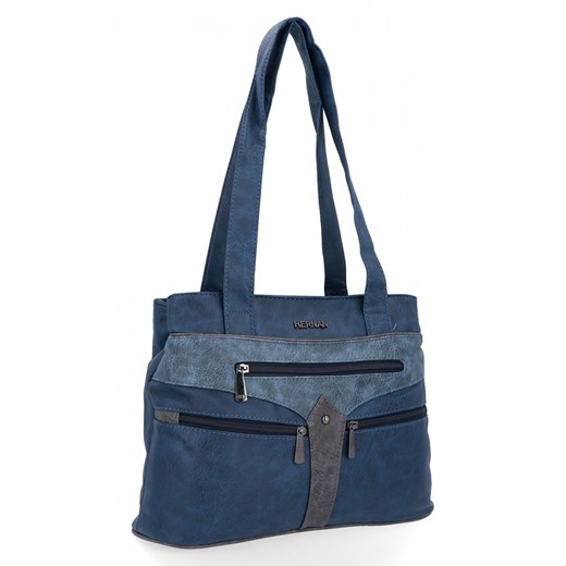 Torebka Damska Shopper Bag firmy Hernan 8006-1 Granatowa/Morska ze sklepu PaniTorbalska w kategorii Torby Shopper bag - zdjęcie 185685015