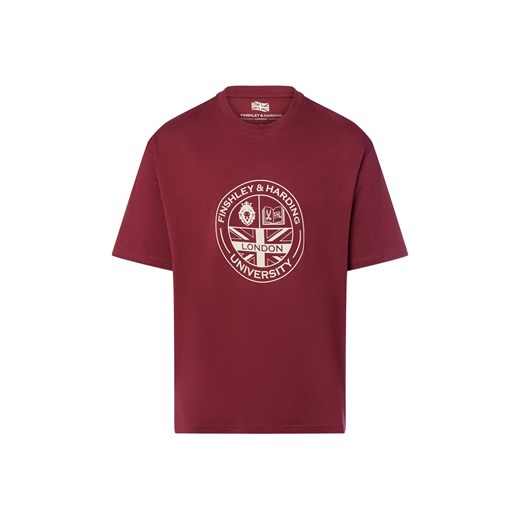Finshley & Harding London Koszulka męska Mężczyźni Bawełna bordowy nadruk ze sklepu vangraaf w kategorii T-shirty męskie - zdjęcie 185685128